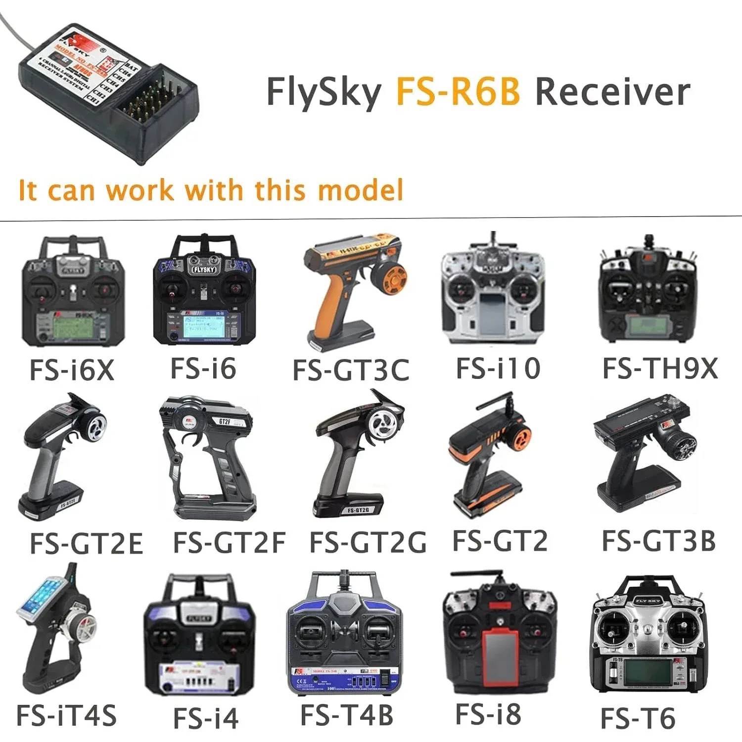 플라이스카이 FS FS-R6B 2.4G 6채널 수신기 무선 모델 리모컨 수신기 RC카 FS-TH9X DR0804용