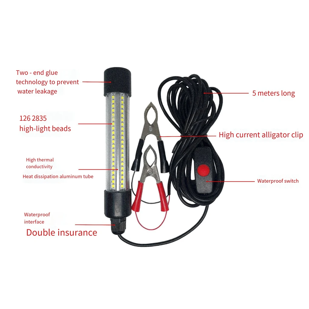 

Fishing Light Attract Lamp Lightweight Outdoor Fishes Tools with 5m Cables