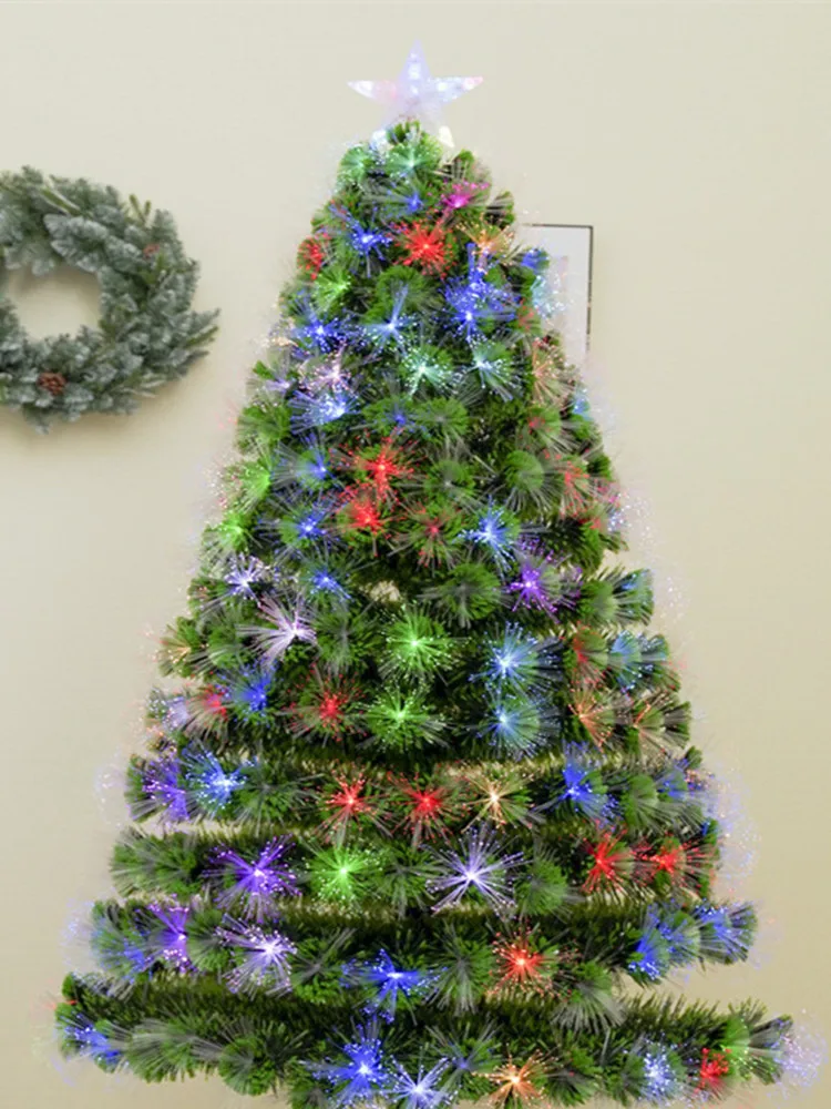 5FT Artificial Christmas Tree with Lifelike Branches, Multi-color LED Lights, Fiber Optics, and 180 Tips - Green