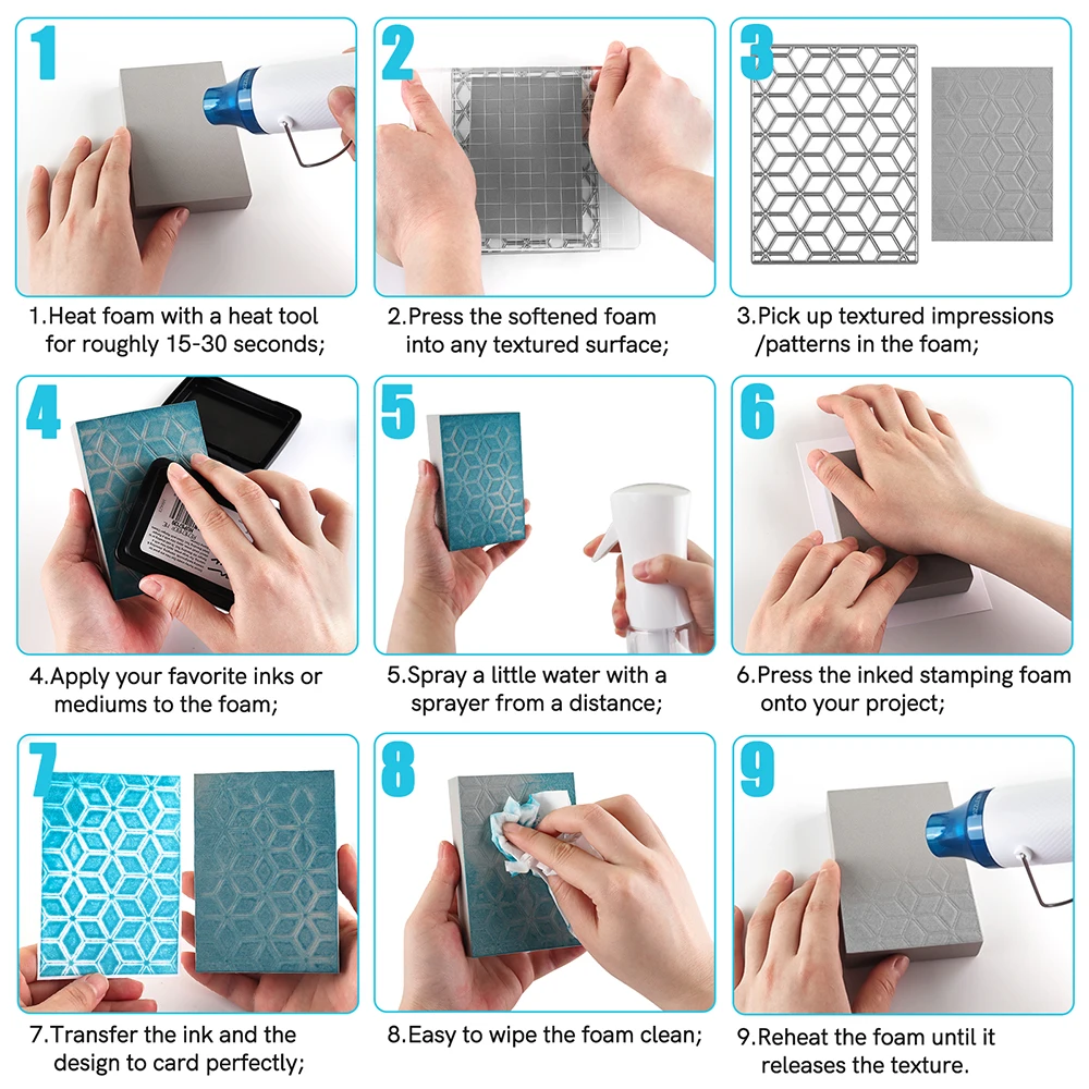 2 size Stamping Foam to Create Reverse Stamped Backgrounds Blending Tools Embossing Paper Craft Card Making Scrapbooking