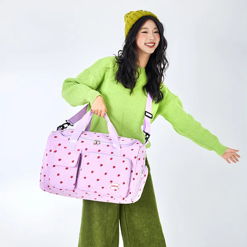 

Women's Corduroy Weekender Bag - Large Capacity Lightweight Travel Tote, Sweet & Cute Gym Duffel for Short Trips
