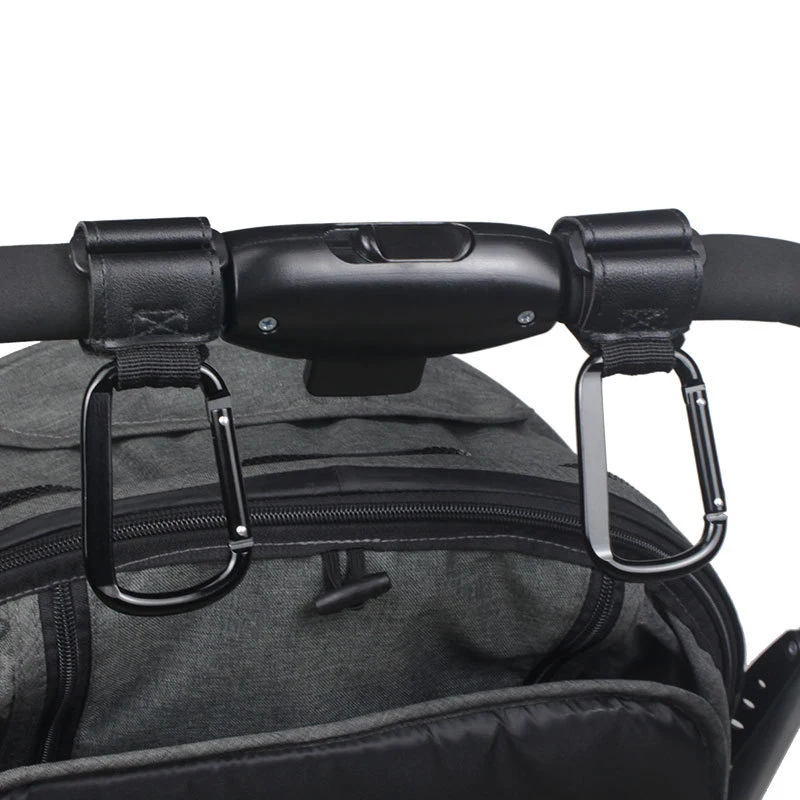 Leather Cart Hooks Baby Stroller Hook PU Adjustable Pram Hook Multifunctional Hooks for Bags Kid Travel Stroller Accessories