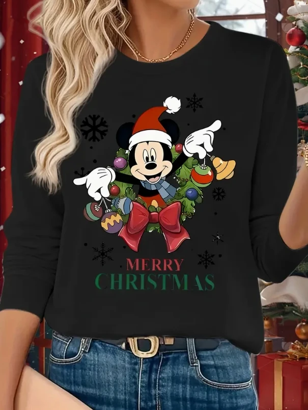 تيشيرت ديزني بأكمام طويلة لكل من الرجال والنساء، جميل ومتعدد الاستخدامات، عصري وبأسعار معقولة، قميص يجب اقتناؤه