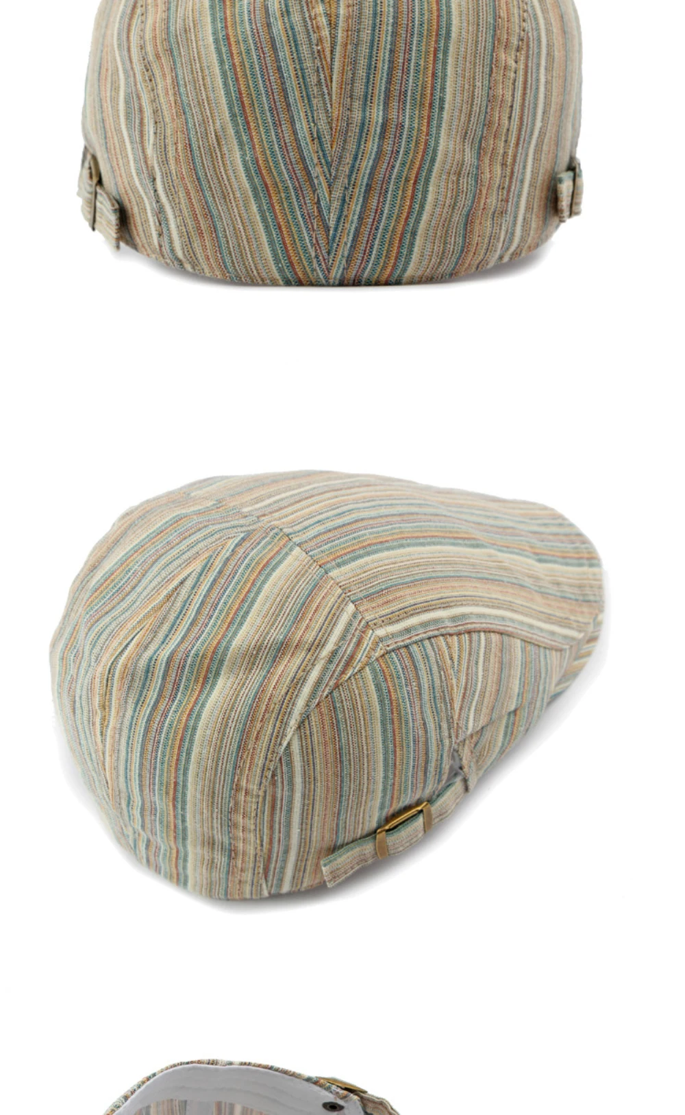 HT4630 Baskenmütze für Damen, Retro-Künstlermütze, Unisex Verstellbare Flache Kappe, Frühling Sommer Gestreifte Baskenmütze für Männer und Frauen – Detail 11