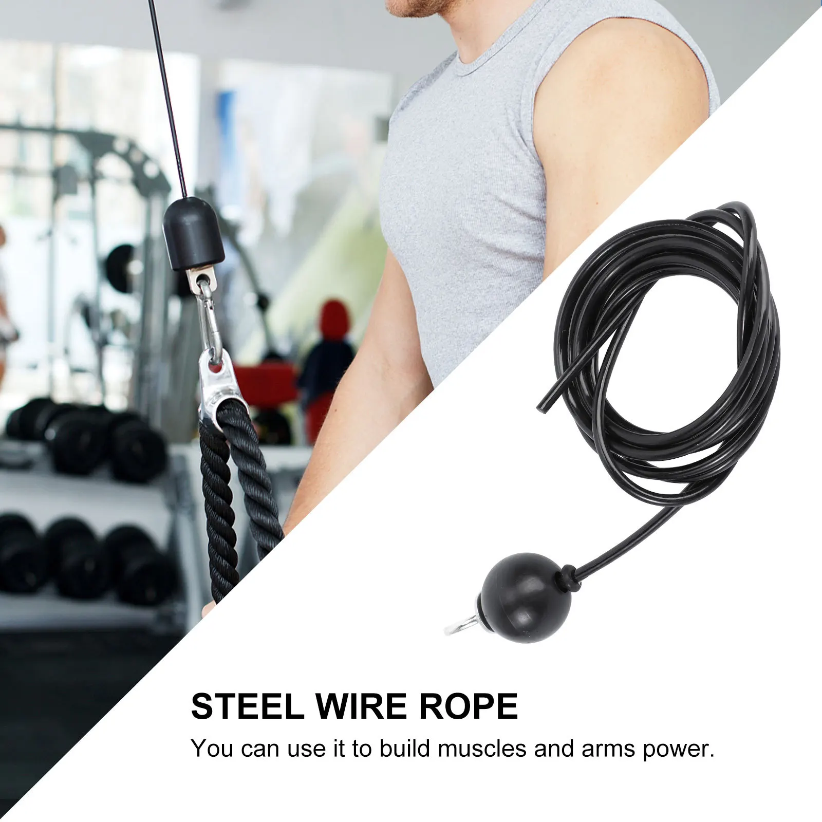 

1Set Pulley Cable Steel Wire Rope Fitness Accessories Heavy Duty Gym Equipment Wirerope Clamps Thimble for Biceps Arm Training