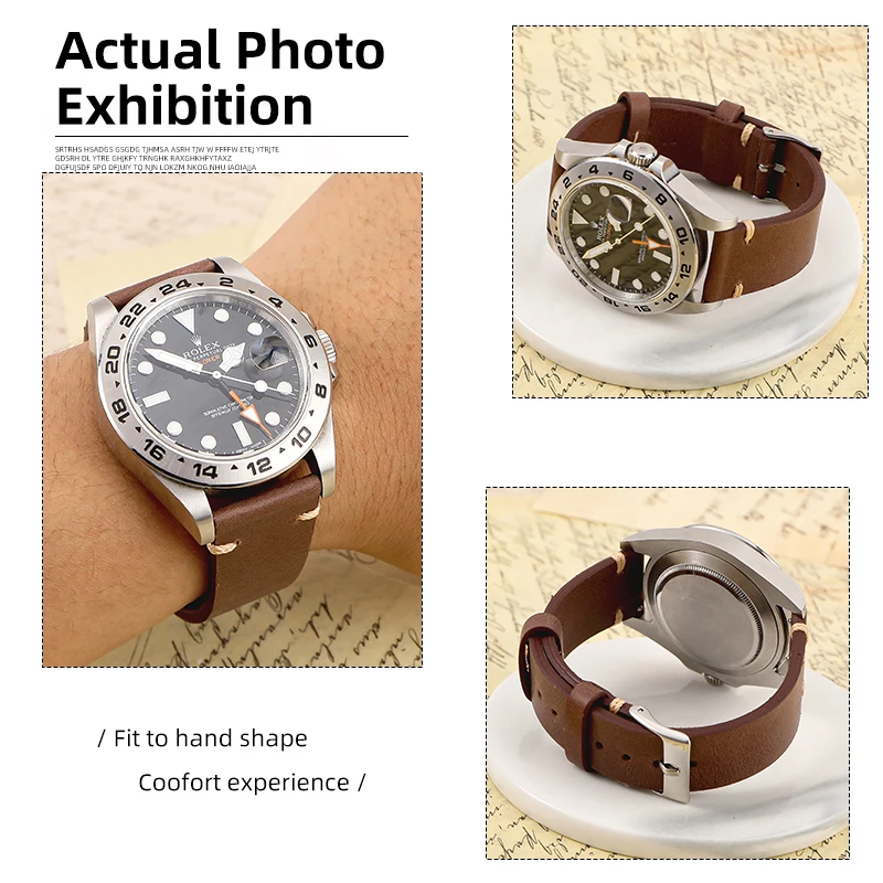 Vintage Genuine Leather Watchband 18mm 19mm 20mm 21mm 22mm Coffee Brown Watch Strap Hand-stitched Quick Release Strap For Men
