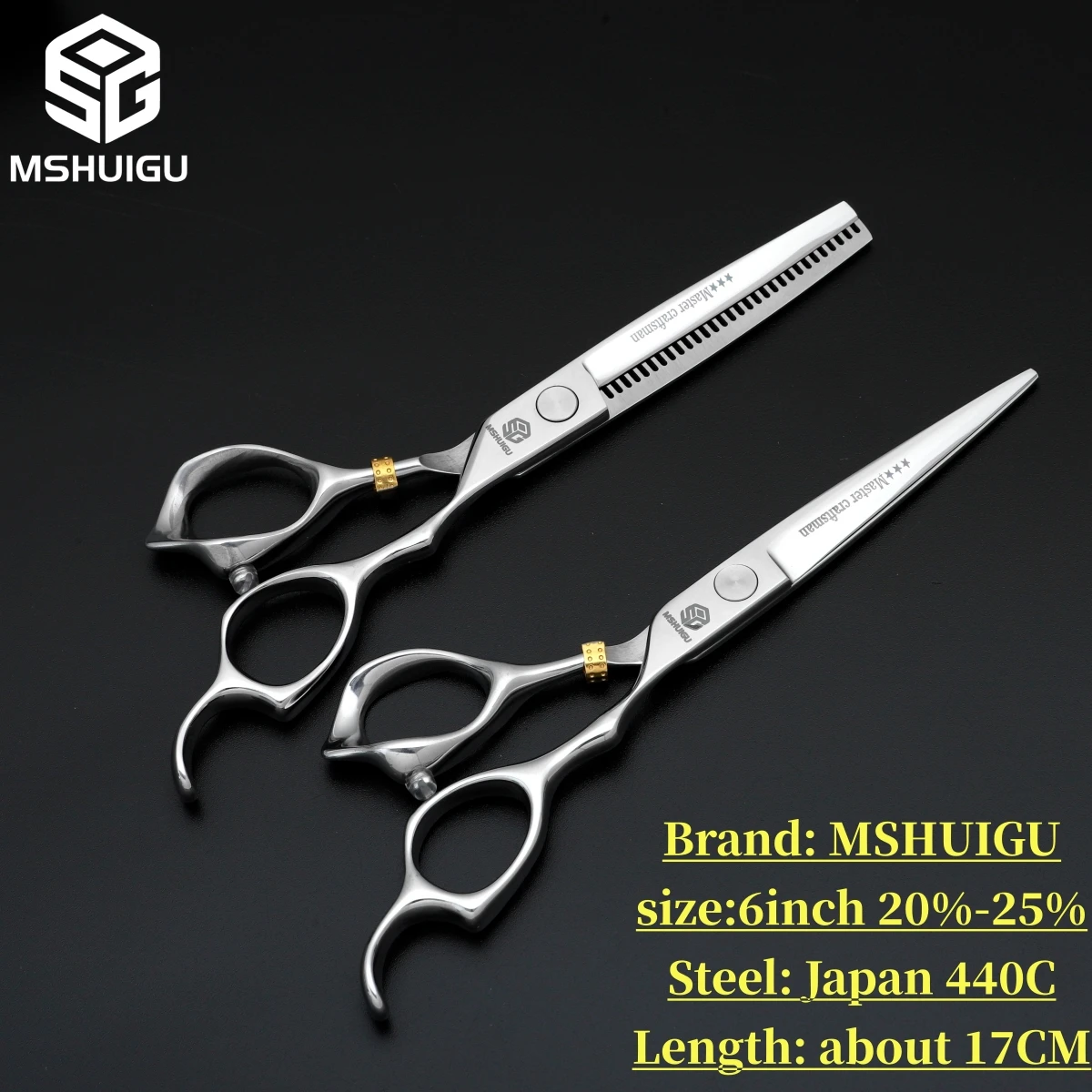 MSHUIGU 6-Zoll professionelle Friseurschere, multifunktionale Effilierschere, umkehrbare Zähne, 440C Stahl, für Familienhaarschnitte – Detail 11