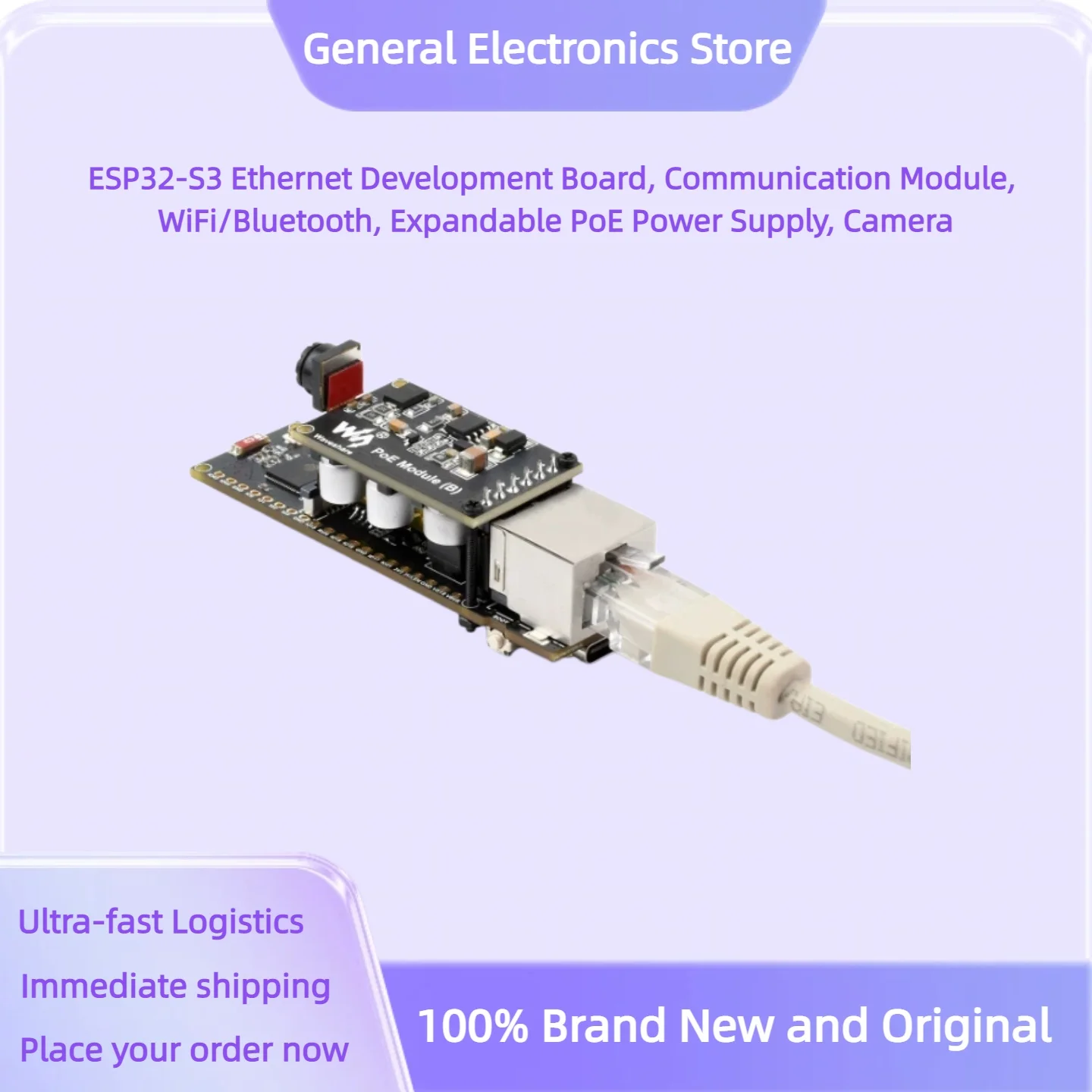 ESP32-S3 Ethernet Development Board, Communication Module, WiFi/Bluetooth, Expandable PoE Power Supply, Camera