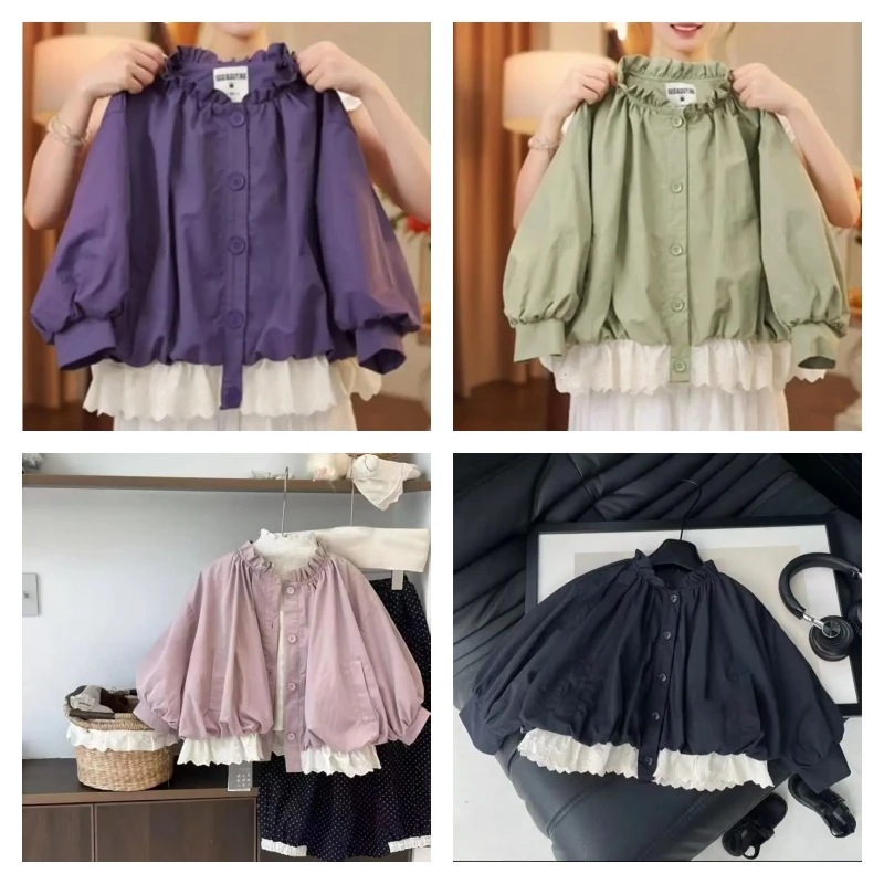 

Лидер продаж, кавайное пальто для девочек, модный студенческий весенне-осенний аниме, повседневный кардиган с воротником-стойкой и длинными рукавами, детская одежда