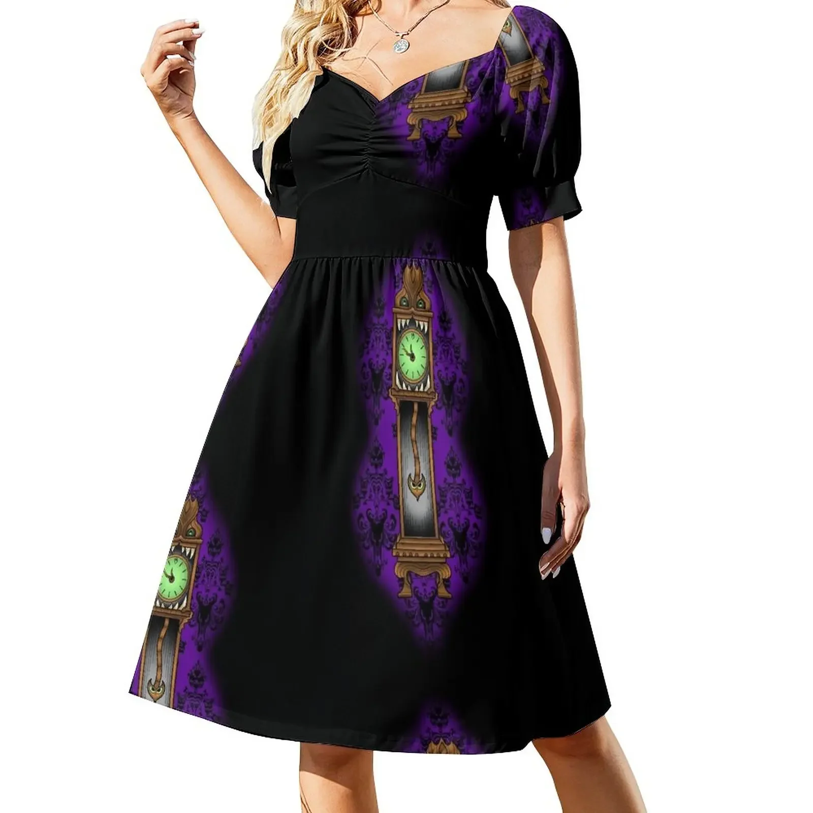 Haunted clock 13th hour Short-Sleeved Dress dress women summer long sleeve dresses beach dresses