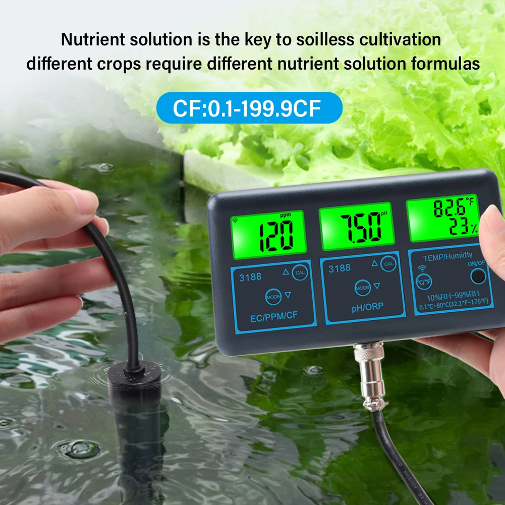 Tuya Smart WIFI Aquariums Meter Digital Spa Pool Water Quality Analyzer Water Quality Analyzer PH EC ORP TDS RH% CF TEMP Tester