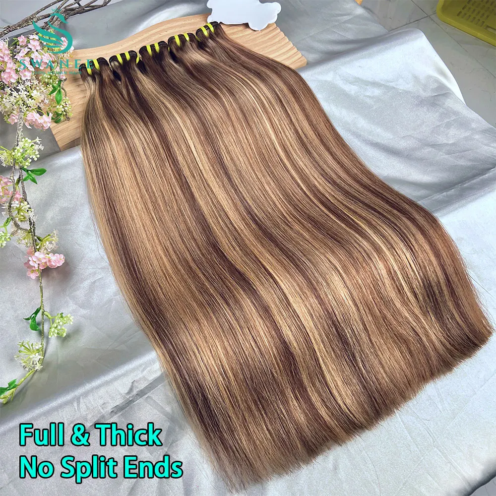 Super Doube Drawn P4/27 Bone Straight Human Hair 1/3/4 Bundles Deal Highlight Humain Hair Weave Remy Human Hair Extension view 4