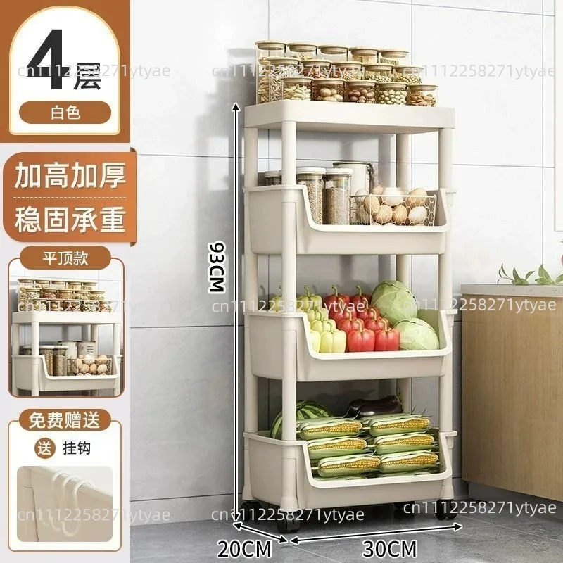 Kitchen Multifunctional Shelf Movable Multi-layer Cart Storage Rack Fruit And Vegetable Storage Rack