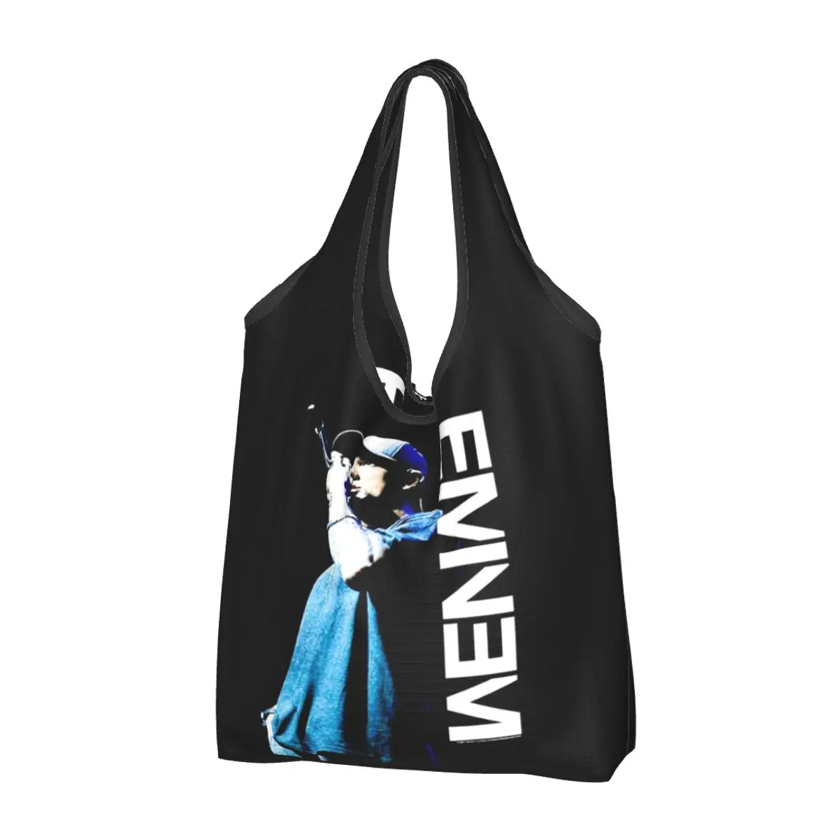 Eminem Mic Portable Tote Shopping Bags Large Capacity Shopper Bag Groceries Handbag Shoulder Bag