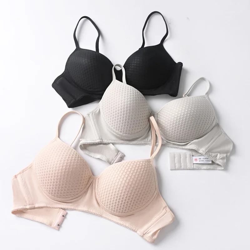 Birdtree, Silk Blended Solid Bra, Women 3/4 Cup Wireless Brassiere, Adjustable Three Row Buckle Breathable Underwear A59140JF