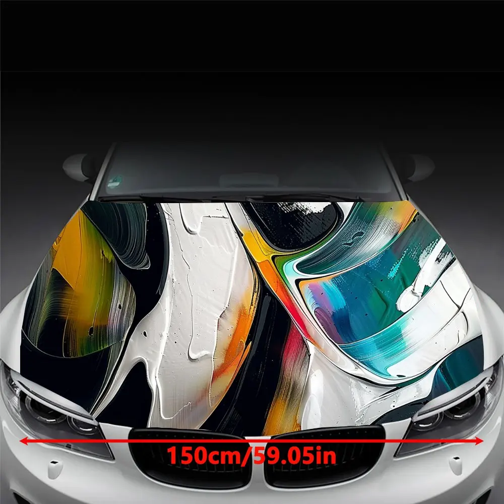 Abstract Pigment Painting Car Hood Wrap Color Vinyl Sticker Truck Graphic Bonnet DIY Auto Accessories Decoration Decal Gift