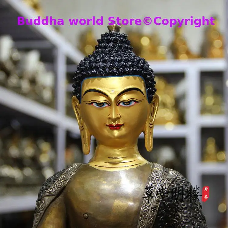 Imagem -02 - Buda Grande e Grande Bom 46cm para Casa Templo Prata Galvanização do Tibet Budismo Bronze Sakyamuni Vajra Estátua de Buda Aksobhya