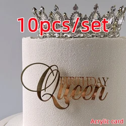 10pcs/set Queen Princess Happy Birthday Acrylic Cake Topper Insert Queen Acrylic Cake Decoration Side Wedding Party Ornaments