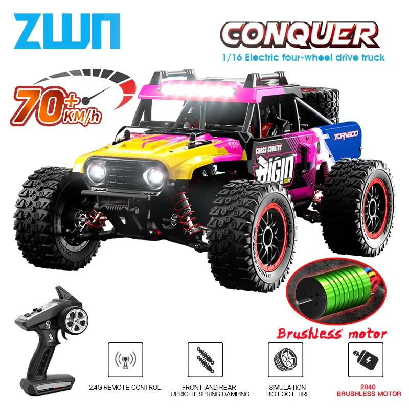 ZWN 1:16 Brushless RC Car 4WD Electric High Speed Off-Road Remote Control Drift Monster Truck for Kids VS Wltoys 124016 Toys