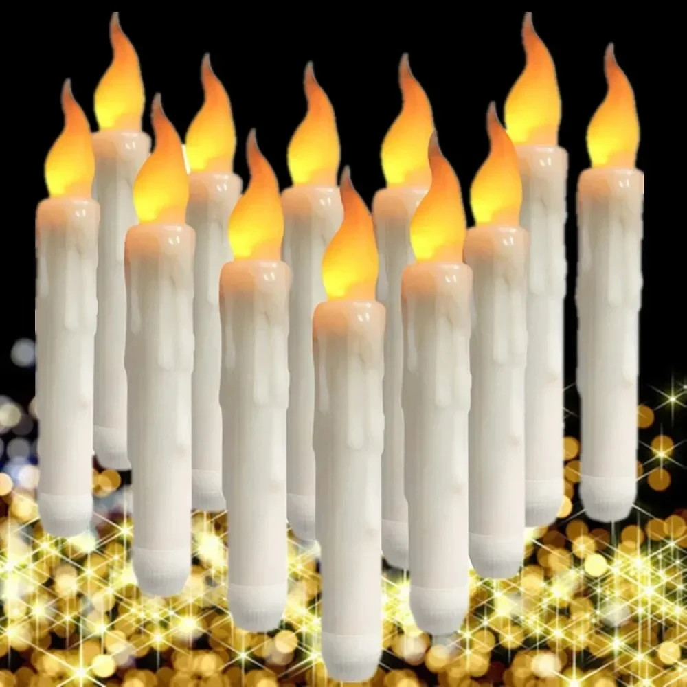 Flameless Candles Battery Operated Candlesticks LED Taper Candle Electric Candlesticks Church Wedding Party Kids Home Decor 6/12 Packs No Remote