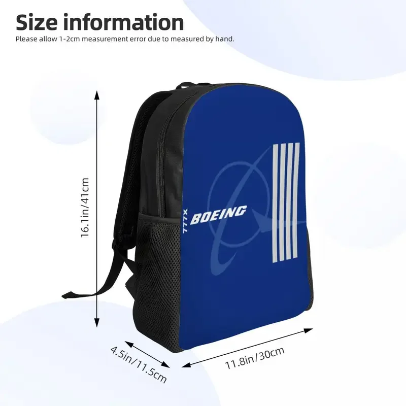 Customized Boeing 777X captain stripes backpacks women men basic bookbag for college school aviation aviator flight pilot bags