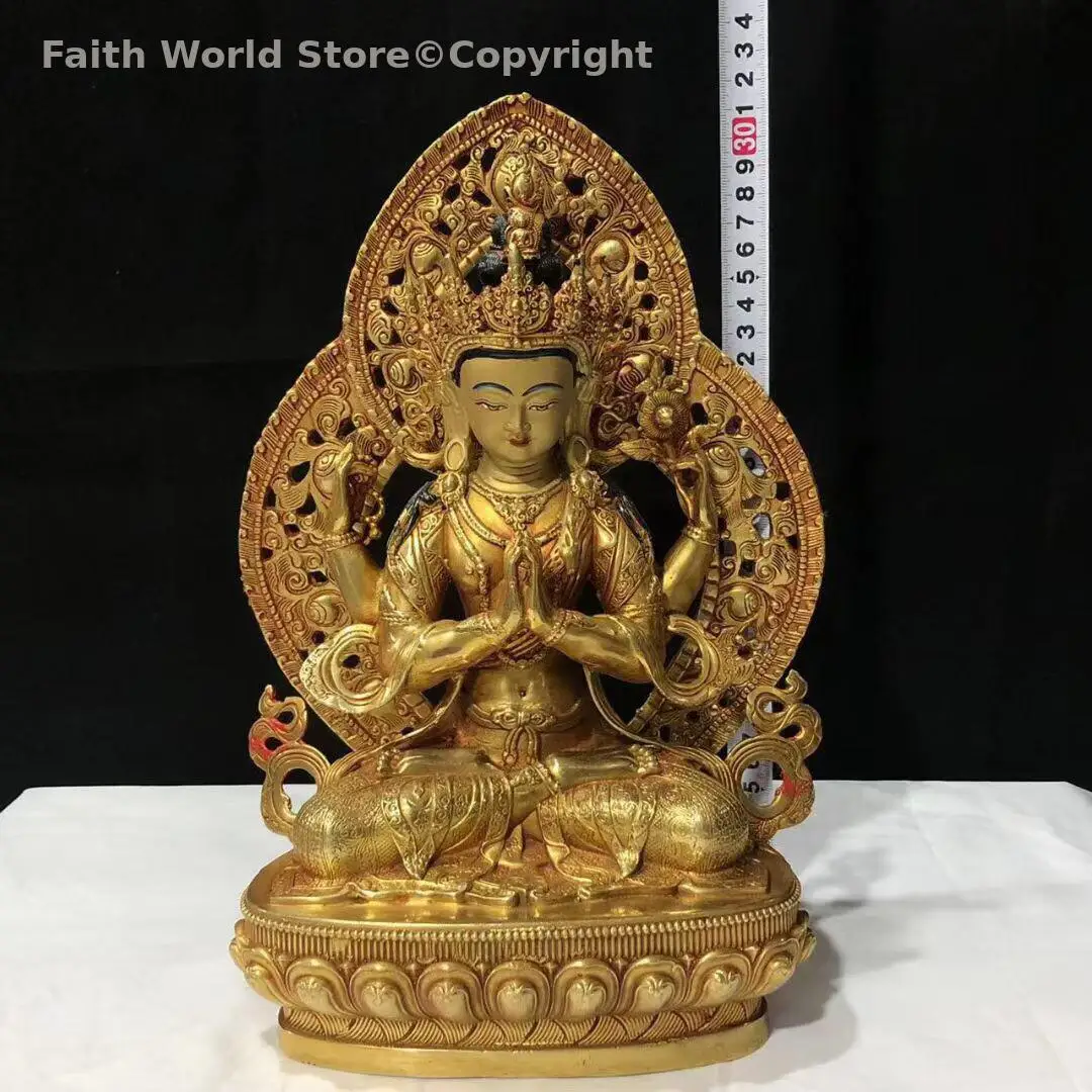 Wholesale Buddhist supplies Tibetan Buddha statue with backlight copper carving for temple lama monk worship buddhist family