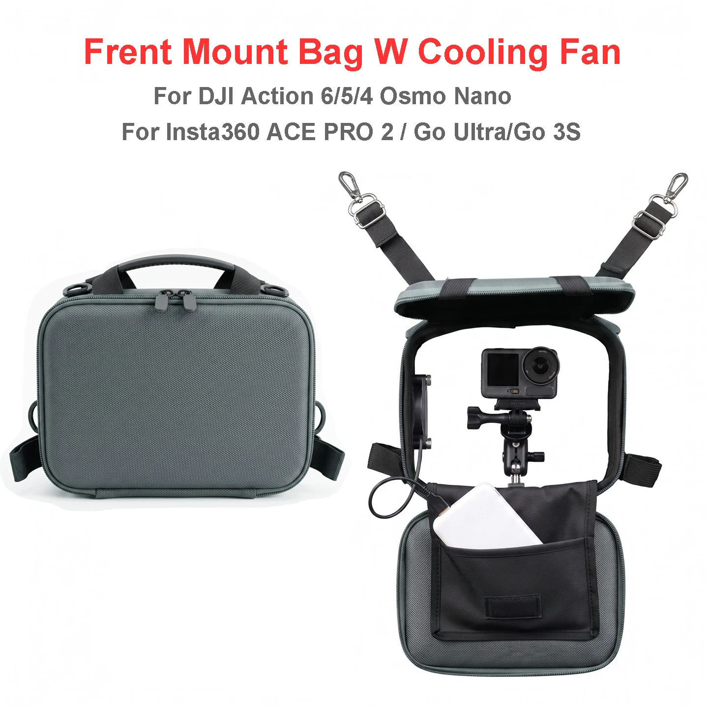 Fence Mount Bag W Cooling Fan for DJI Action 6/5/4 Osmo Nano Accessory Waterproof Bag Protective Case For Gopro 13/12/11