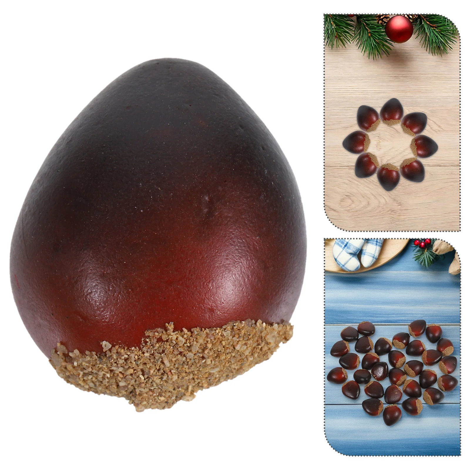 

40Pcs Artificial Chestnuts Simulation Nuts Faux Chinese Chestnut Food Props Decoration Realistic Cake Photo Display Festival