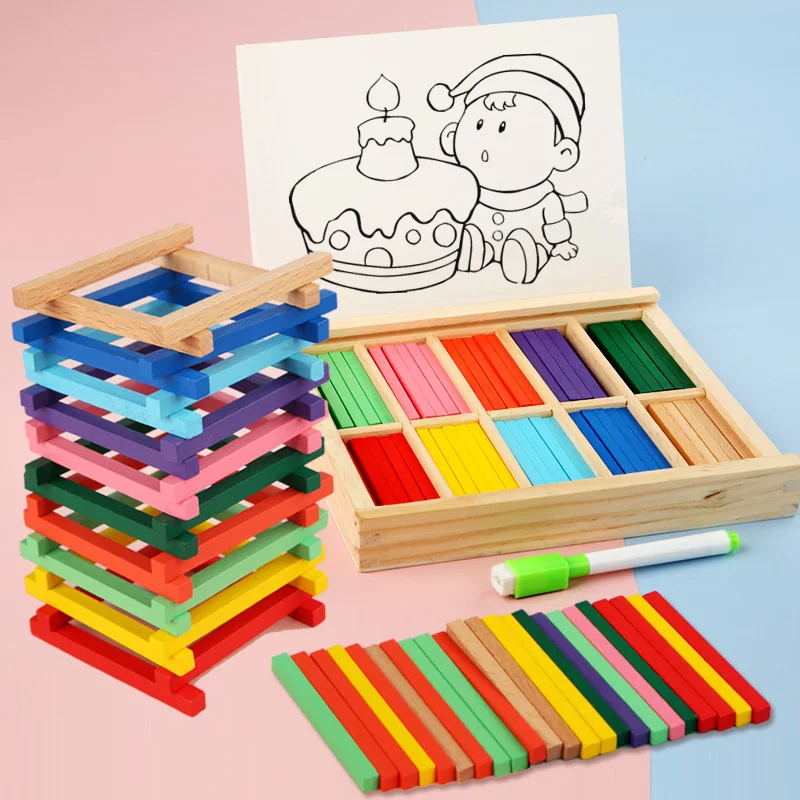 

First grade children's educational toys square wooden stick counting stick mathematics breaking ten methods teaching aids