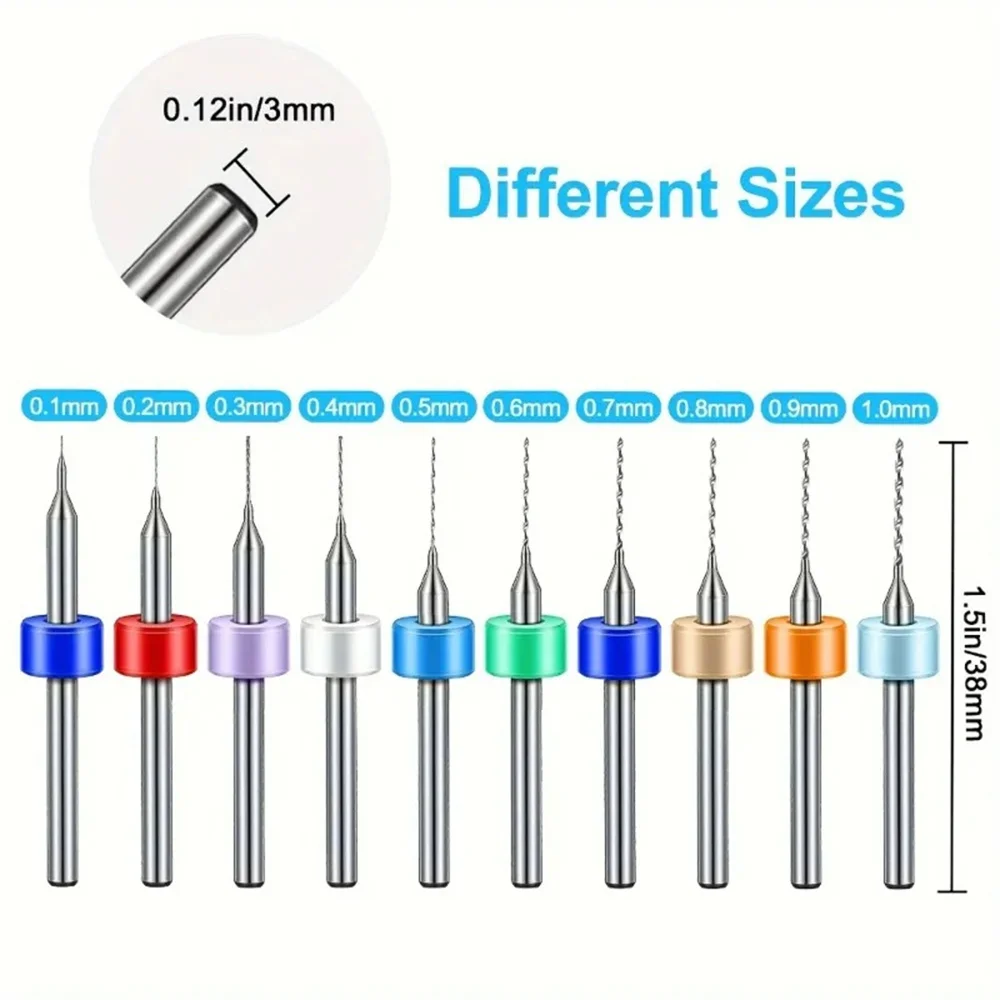 10 pz 0.3-3.0mm Mini PCB Punta da trapano Carburo di Acciaio al Tungsteno Twist Drill Lega ad Alta Durezza Micro Punta da trapano PCB Legno Plastica Metallo