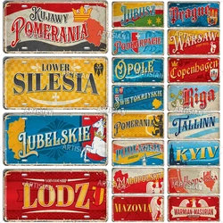 Artisian POLAND UKRAINE Landmark License Plate City Metal Sign Decorative Vehicle Plate Wall Decor Garage Bar Pub Club Hotel