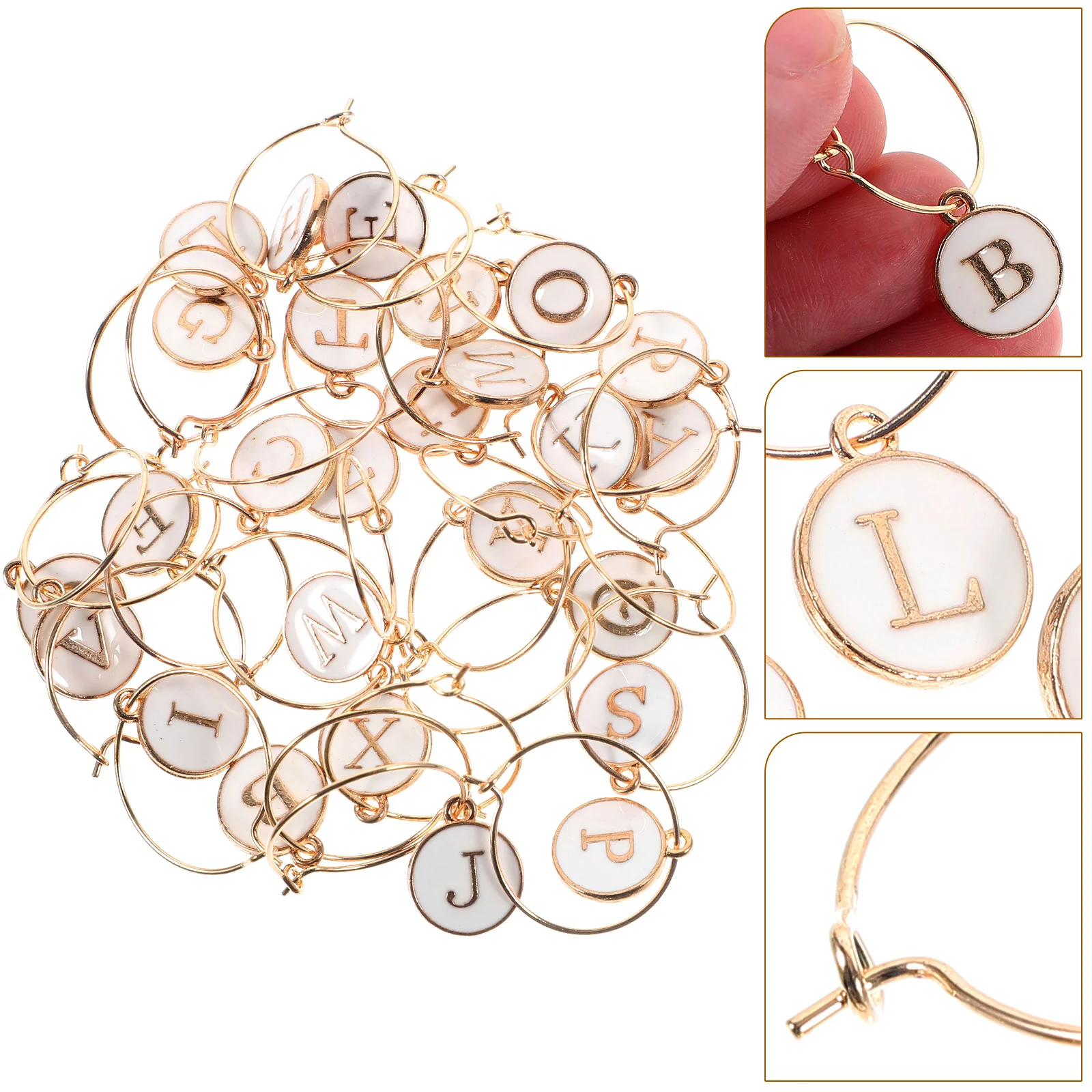

26Pcs Wine Glass Markers Alphabet Zinc Alloy Drink Charms for Party Banquet Reusable Decorative Tags Wine Charms
