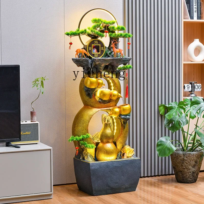 L8-12 Gourd Flowing Water Wealth Ornament Circulating Water Wealth-Attracting Feng Shui Wheel Decoration Water Feature