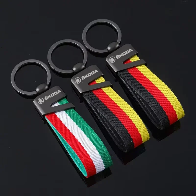 Alloy Simple Practical Nylon Webbing Keychain for Skoda Logo Superb Kamiq Yeti Karoq Tour RS Fabia 2 1 Rapid Kodiaq Octavia 2 A7