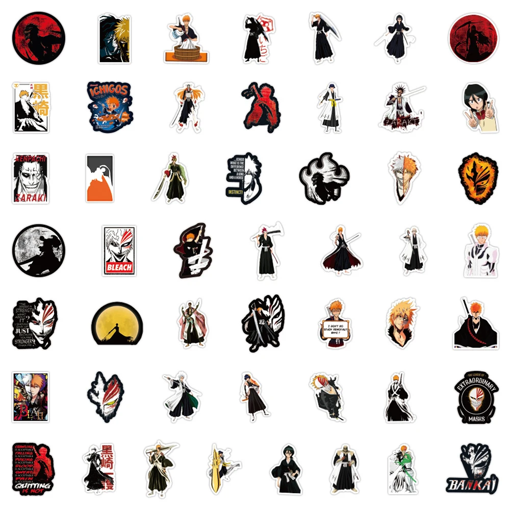 10/30/50/100pcs BLEACH Anime Kurosaki Ichigo Stickers Cool Cartoon Graffiti Decals Phone Skateboard Notebook Manga Sticker Decor