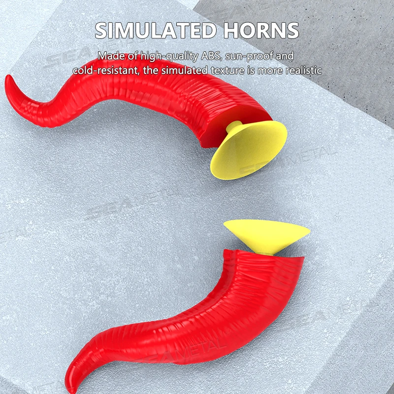 SEAMETAL Simulation Helmet Decoration Devil Horns Super Cool Funny Motorcycle Motorcycle Electric Car Helmet Suction Cup Horns