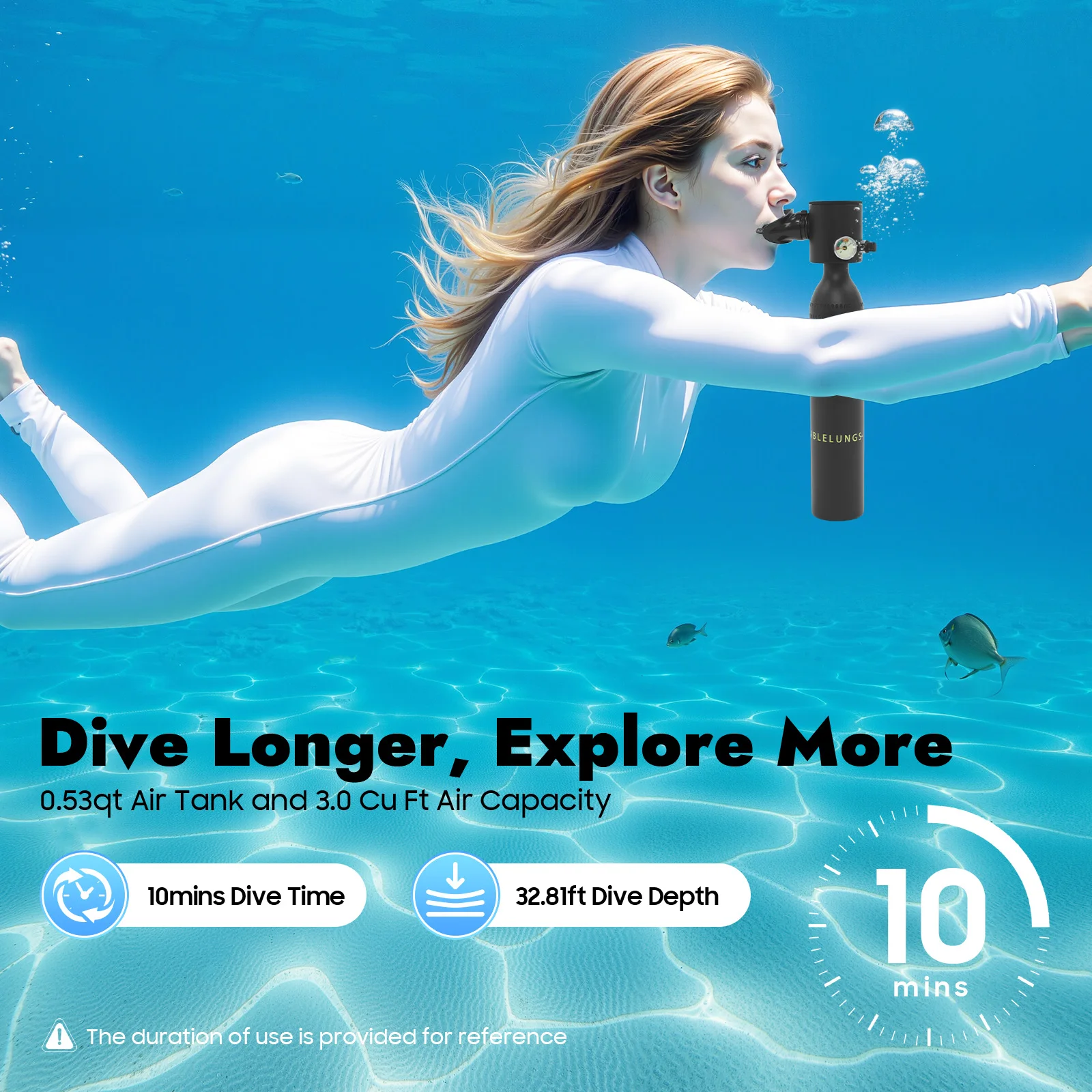 

Мини-баллон для дайвинга 0,5 л, портативный малогабаритный баллон для подводного дыхания, многоразовый дыхательный аппарат, полный комплект.