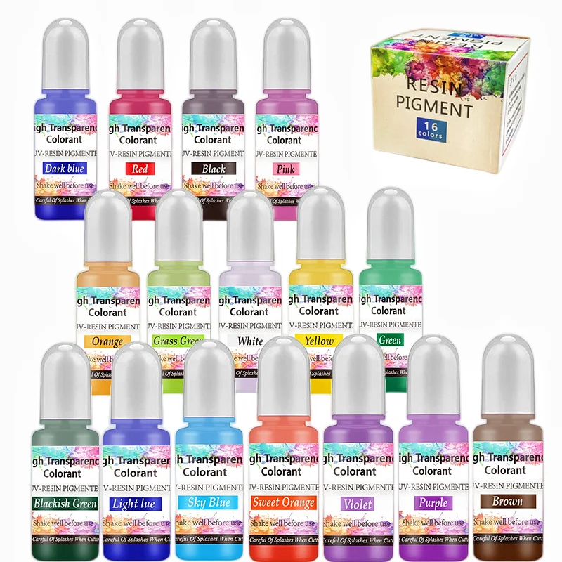 16-color 10ml Set UV Glue High Permeability Epoxy High Concentration DIY Stain Leak-proof Design Safe Fad-proof Rich Colors