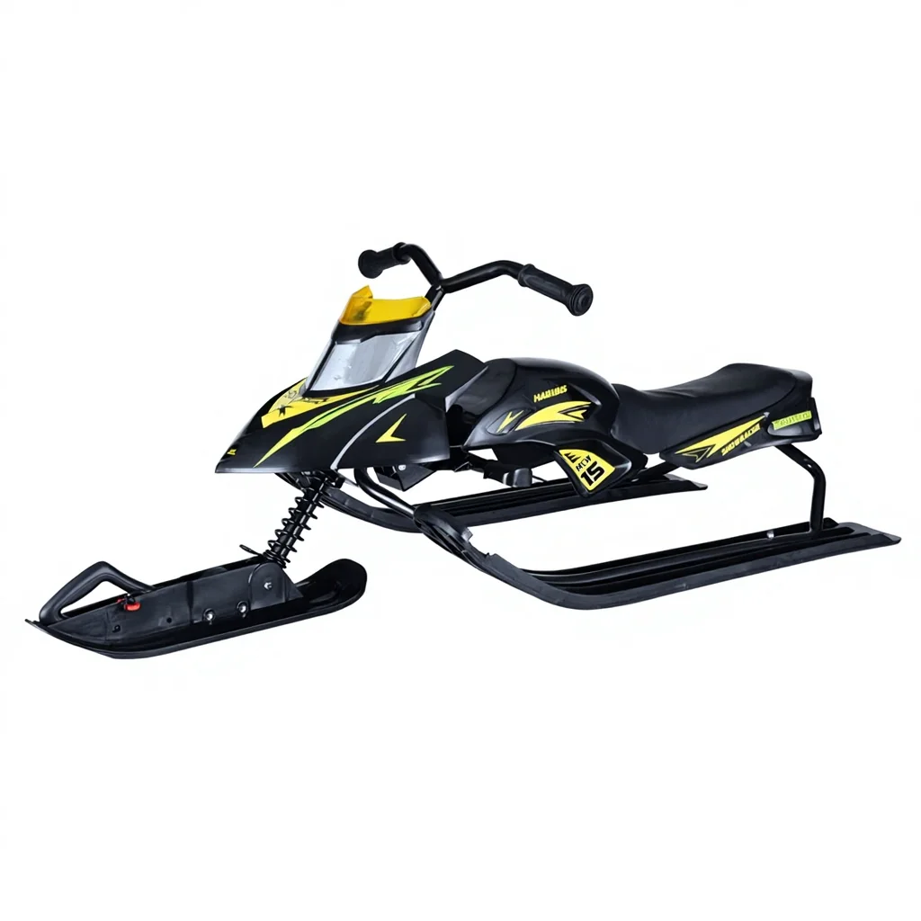 Children & Adults Iron Snowmobile/Snow Sled with Brake for Skiing & Snowboarding