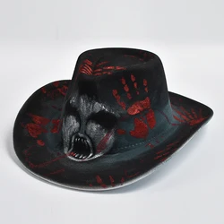 NEW Handmade Painted Felt Fedora Hat for Women/Men Curved Brim Halloween Costume Cosplay Party Hats