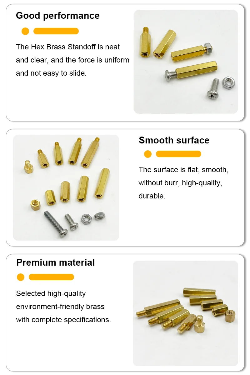 Messing-Abstandshalter-Set: Sechskant-Säulen-Abstandshalter, Schrauben, Muttern, Stecker und Buchsen für PCB-Leiterplatten M2, M2.5, M3, M4 – Detail 1