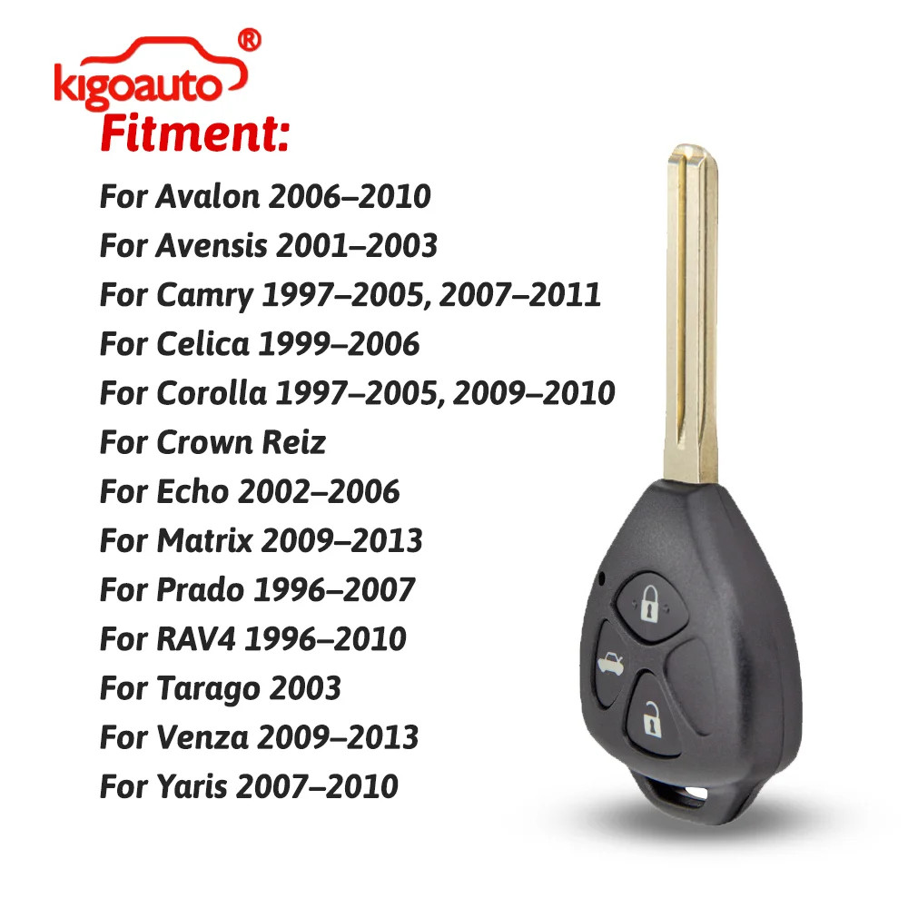 

Kigoauto Car Remote Key Shell Case Fob TOY43/48 2/3/4 Button Replacement for Toyota Camry Corolla RAV4 Yaris Venza Crown