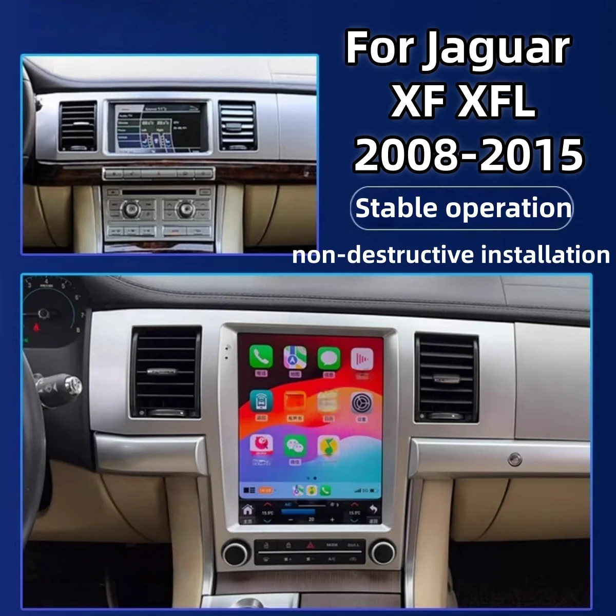 LHD Screen Automotive Multimedia Android 13 For JAGUAR XF 2008 2009 2010 2011 2012 2013 2014 2015 CAR GPS Stereo Radio Head Unit