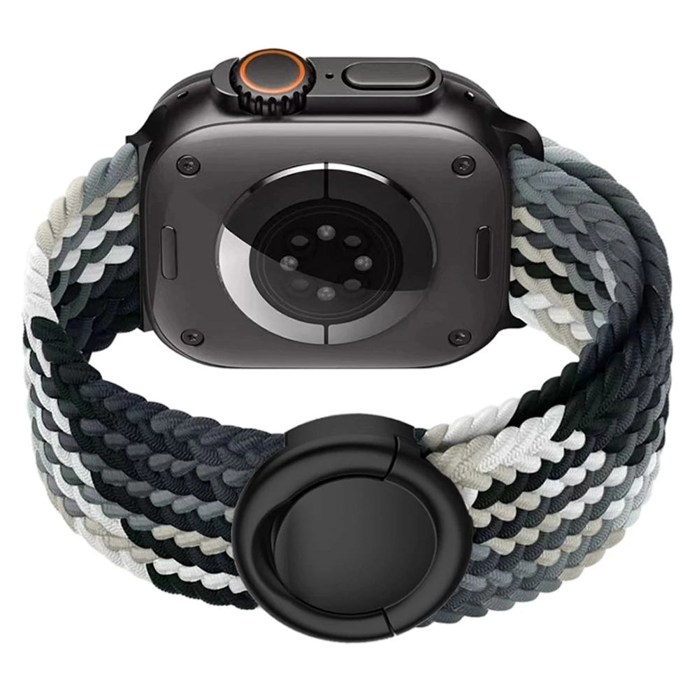 حلقة منفردة مضفرة لساعة أبل الترا 49 ملم 46 ملم 45 41 44 ملم 40 ملم 42 ملم حزام نايلون مغناطيسي لسلسلة iWatch 11 10 9 8 SE3