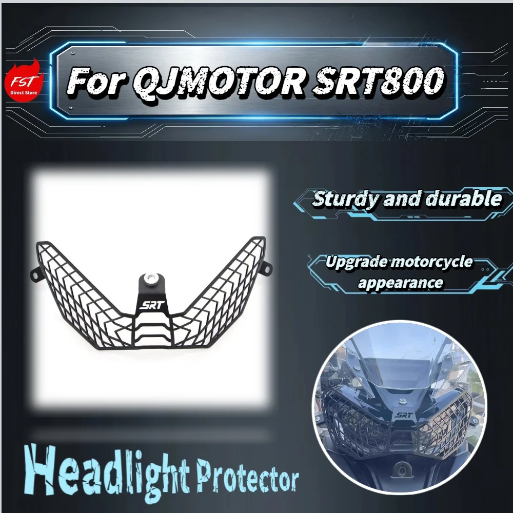 For QJMOTO SRT800 Headlight Guard, Stainless Steel Protector Grill, Anti-scratch Headlamp Cover, Moto Refit Parts