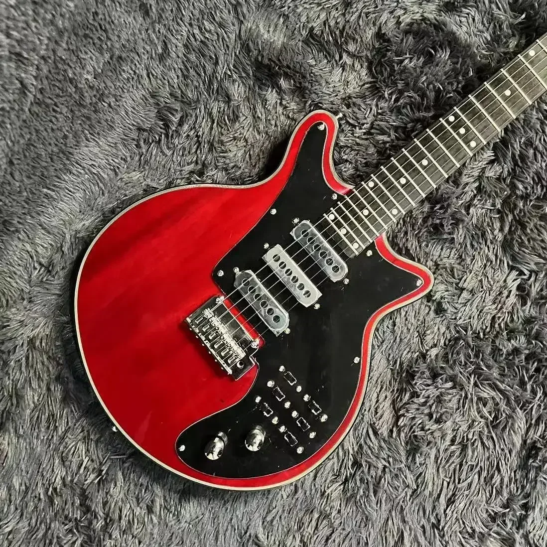 Brian May Electric Guitar, Mahogany Body, Rosewood Fingerboard, Red Color, 3 Burns Pickups, 6 Strings, violão, Free Ship 기타