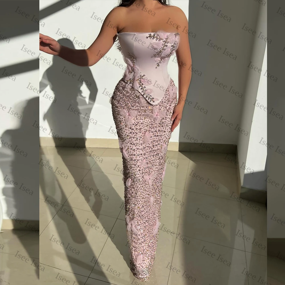 

Shiny Diamond Evening Dresses Trumpet Flowers Gala Dinner ساتين سهره نسائيه فخمة براندات Customized