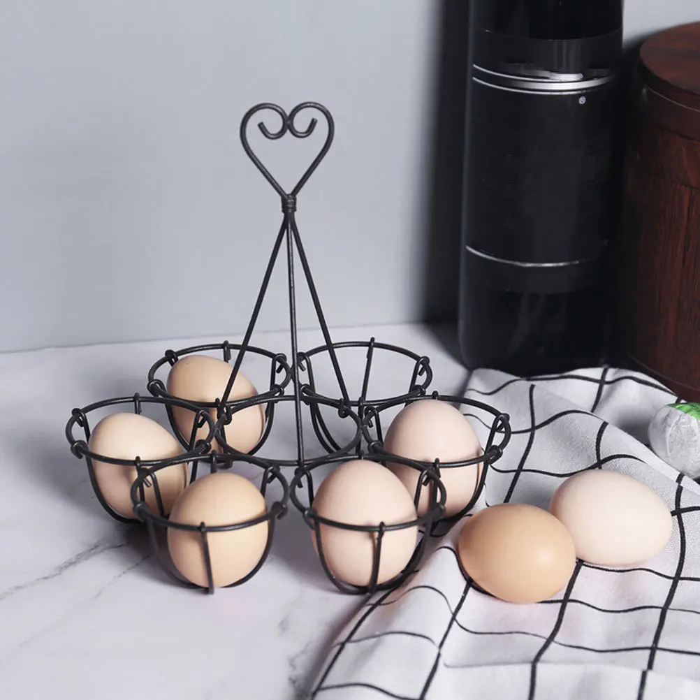 

1Pcs Iron Egg Storage Rack 6 Eggs Organizer Kitchen Countertop Space Saver Creative Tote Holder Sturdy Practical Black