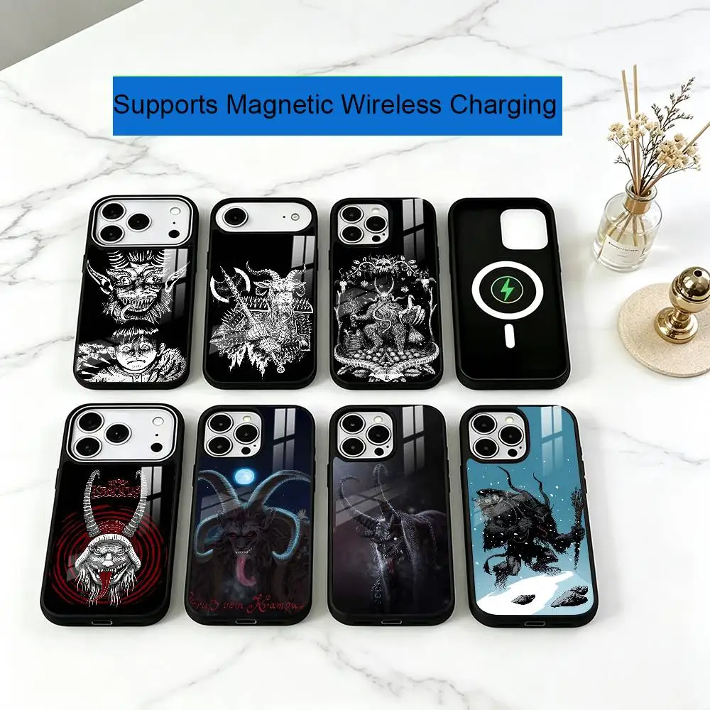 Ugly K-krampus art Black Phone Case For iPhone17,16,15,14,13,12,11 Plus,Pro Allows magnetic wireless charging