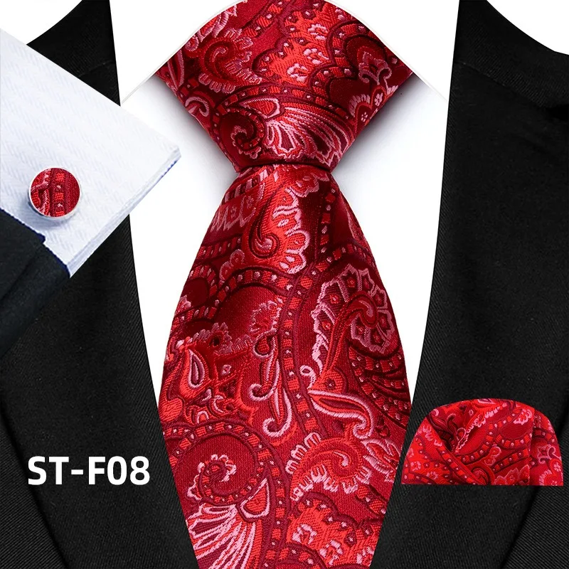Florales Paisley-Krawattenset für Herren, Vintage-Krawatte, Taschentuch, Manschettenknöpfe, Set für Herren, klassische Anzugaccessoires, hochwertige Gravata – Detail 13